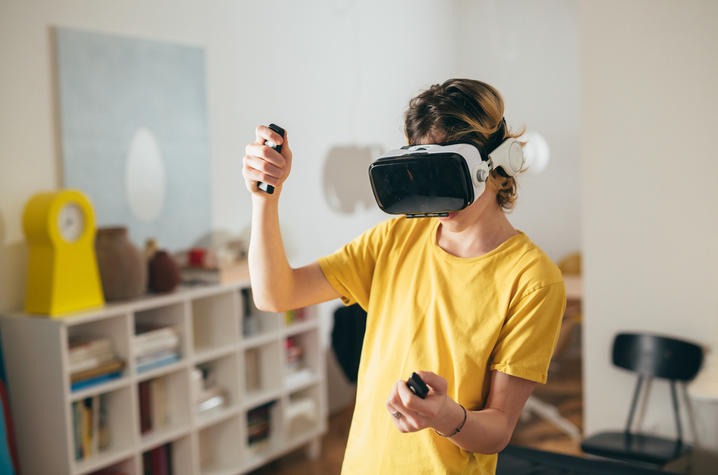 Teen on VR Headset