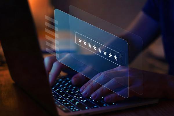 AI generated photo of a person typing password