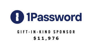 1Password Gift-in-Kind Sponsor $11,976