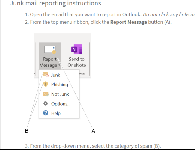 Junk email reporting instructions