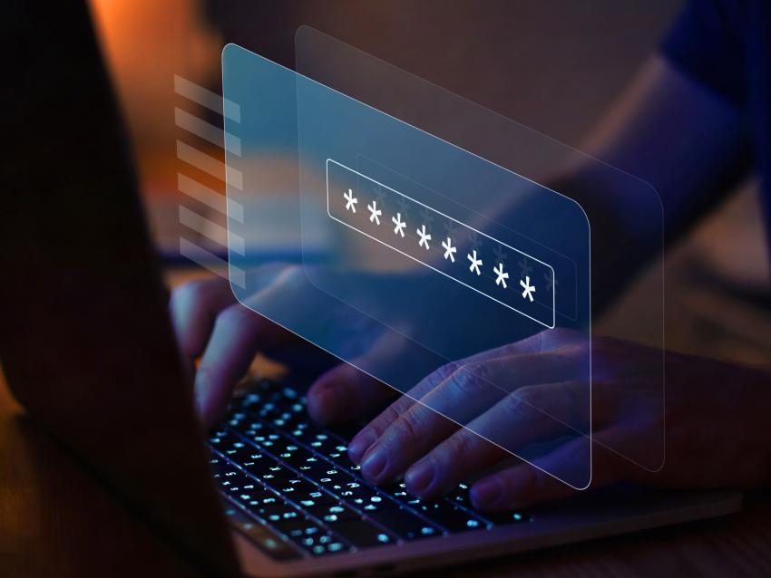 AI generated photo of a person typing password